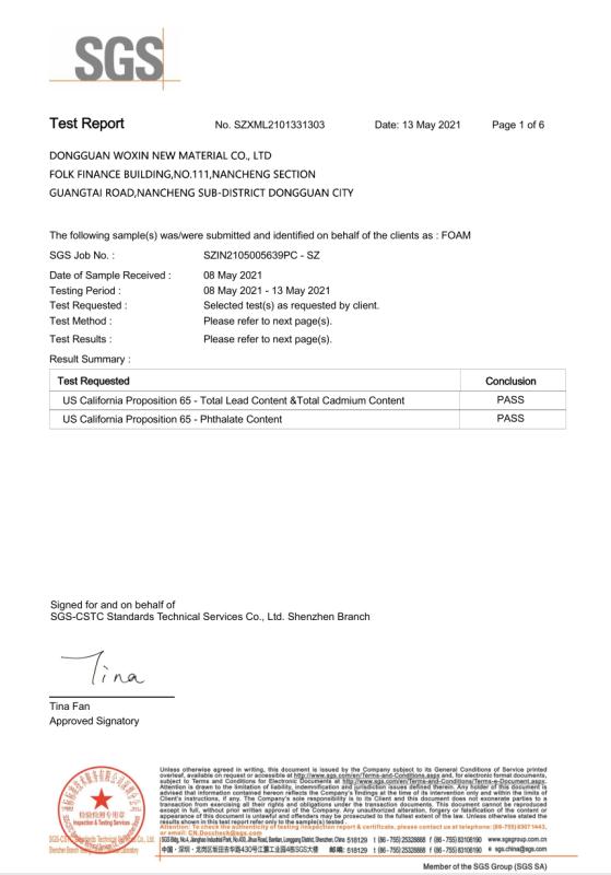 RoHS - Dongguan Woxin New Material Co., Ltd.