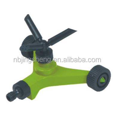 China Garden Watering And Irrigation JS-358 360 Degree Triangle Water Lawn Wheel Based Sprinkler for sale