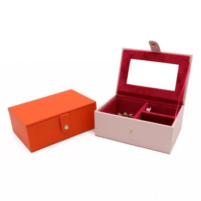 China Eco-friendly professionally made jewelry box collection storage case leather jewelry box with mirror for decoration for sale