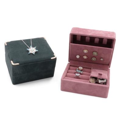 China Custom Made Eco-Friendly Travel Rose Small Jewelry Box Necklace Ring Storage Velvet Jewelry Storage Box for sale