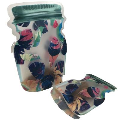 China Moisture Proof Reusable Bottle Shaped Pouch Self Seal Plastic Bag Jar Zipper Bag Food Storage Pouch for sale