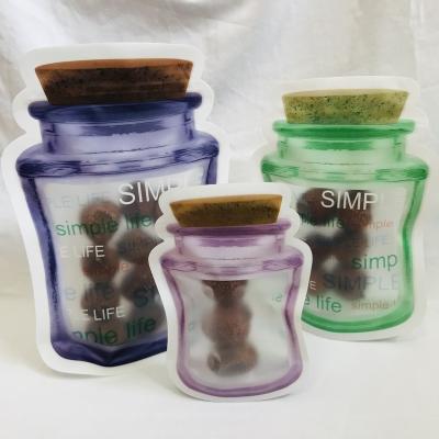 China BIODEGRADABLE high quality clear stand pouches mason jar bottle zipper plastic packaging bag shaped pouch for sale