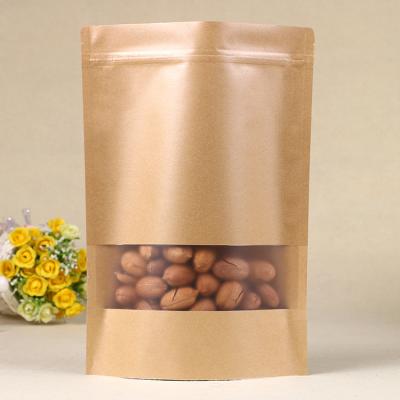 China Low MOQ Printed Biodegradable Kraft Paper Bags Coffee Kraft Paper Bags Cheap Coffee Bags With Window for sale