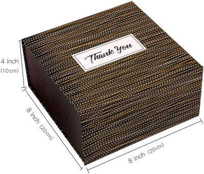 China Recycled Materials Black Stripe Sturdy Storage Thank You Gift Box With Lid And Magnetic Closure, For Groomsman Box, Party, Birthday for sale