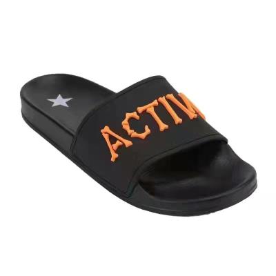 China Cushioning Casual Soft Simple Flip Flop Slippers Men And Women New Models PU Slide Slipper Logo Black Flat Custom Slide Sandal for sale