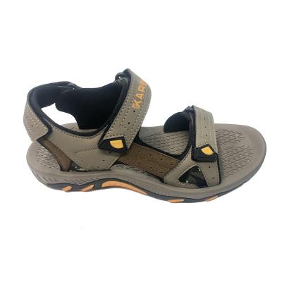 China 2022 New Fashion Lightweight Brown PU Man Casual Breathable Summer Shoes Flat Leather Sandal for sale