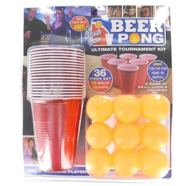 China Drinking Balls and Cups Beer Pong Kit Traditional Party Cup Game Set 16oz for sale