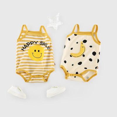 China Polyester / Cotton 2021 New Summer Korean Style Cute Baby Clothes Kids Clothing Sleeveless Vest Jumpsuit Baby Girls' Rompers for sale