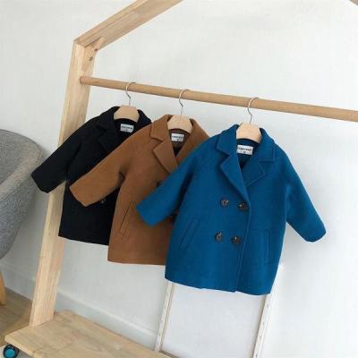 China Breathable 2020 New Autumn Clothes Boys Lapel Woolen Coat Long Sleeve Windbreaker Top for sale