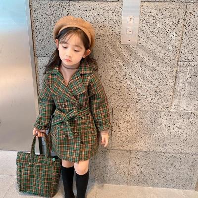 China Anti-wrinkle 2020 Winter kids clothing kids little girls children's coats long sleeve lattice jackets & coats for sale