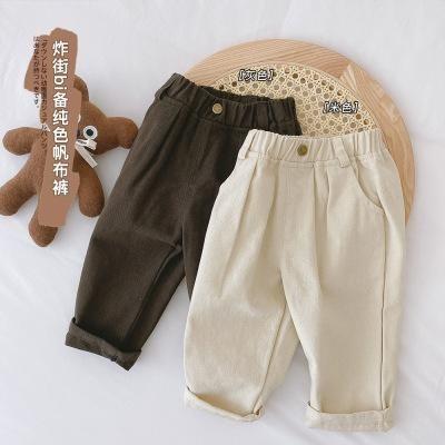 China Breathable 2021 New Boys Casual Pants Children Pants Solid Color Fashion Child Spring Trousers for sale