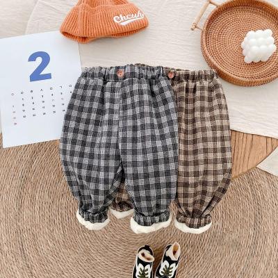 China Breathable 0-6 Years Children Clothing Fall Winter 2021 Baby Girl Clothes Boys Girls Thick Plaid Simple Casual Kids Pants for sale