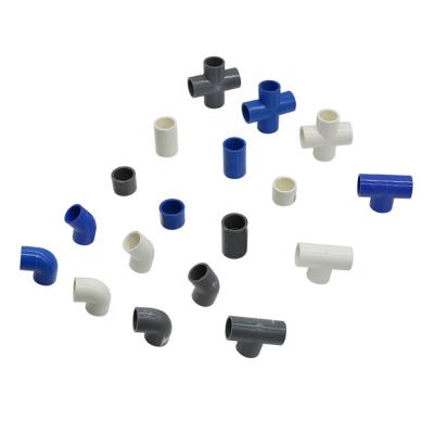 China Garden Irrigation 20mm 25mm 32mm PVC Hose Fittings Elbow Right Cross Tee PVC Connector To Plumb Water Supply for sale