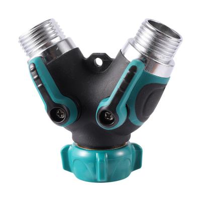 China Gardens Faucet Y Form 3/4 Inch Garden Hose Connector 2 Way Water Hose Splitter Valve Hose Fittings for sale