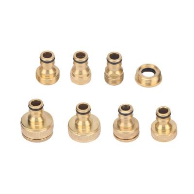 China Hose Connection 1/2 3/4 1 Inch Thread Garden Hose Fittings Male Female Brass Faucet Nipple Quick Connector for sale