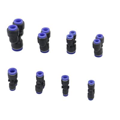 China Slip Lock Quick-Connect PVC Y Shape Slip-Lock Reducing Quick Connectors Air Pneumatic Fittings 4/6/8/10/12/16mm Joint for sale