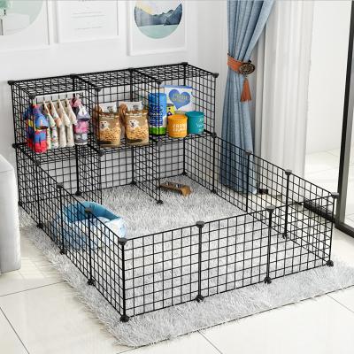 China Joyfamily Expandable Pet Playpen Kennel Cat Fences Pet Kennel Portable Diy Metal Breathable Custom Wire Dog Black For Home for sale