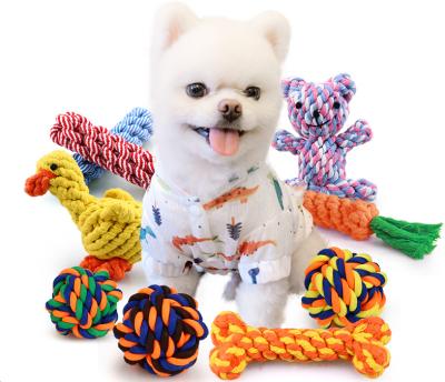 China Joyfamily factory direct stocked bite resistance and wear pet plush toys resistance rope ball pet plush toys for sale