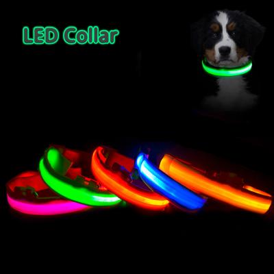 China Joyfamily Stored USB Charging Led Dog Collar Anti-Lost/Avoid Car Crash Collar Dog Leads Collars For Dogs Puppies for sale