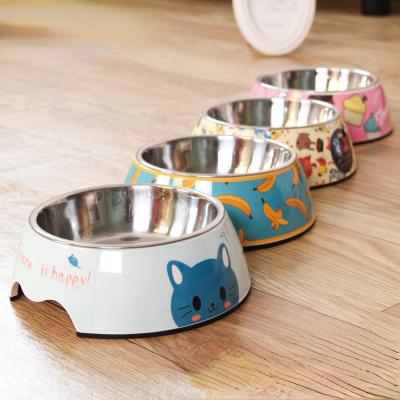 China Joyfamily Sustainable Stainless Steel Feeding Water Rolls Double-Layer Melamine Cat Bowl Dog Bowl Food for sale