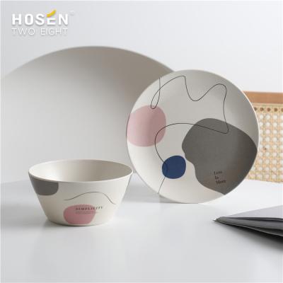 China Viable high quality INS Nodic Ceramic Dishes Dishes Tableware Sets Porcelain Kitchen Dinner Set Fashion Household Tableware Sets for sale