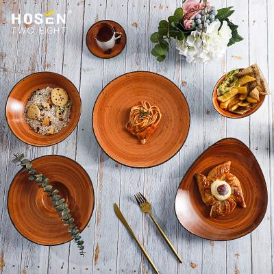 China Viable New Design Color China Dinnerware Set Unique Ceramic Reactive Cheap Glazed Ceramic Dinnerware Sets For Restaurants for sale