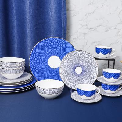 China Viable Round Bone China Dinner Set 82 Pieces For Dining Table , Gift Box Customize Design Porcelain Dinnerware Set for sale