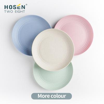 China New Factory Viable Around Wheat Straw Set Dinnerware Plate and Straw Fiber Cup Plates Cutlery Wheat Dinnerware Plate for Party for sale