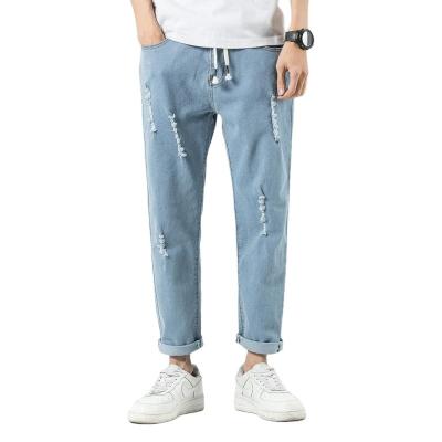 China Harlan breathable straight men's pierced pants men's jeans summer 9 jeans 2021 beggar men's casual pants for sale