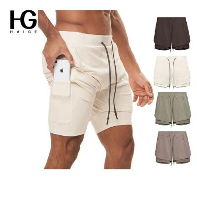 China 2022 New QUICK DRY Men Running Shorts Double-Layer Towel Men Shorts Color Matching Casual Fitness Hanging Breathable Gym Men Shorts Amazon for sale