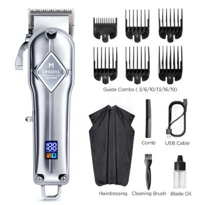 China Limural LM K11S Men's Silver Metal Casing LED Display Rechargeable Cordless Barber Beard Trimmer Hair Cutting Grooming Clippers for sale