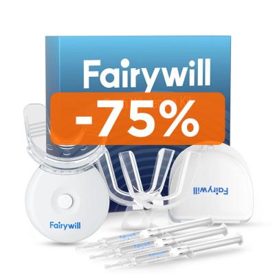 China Fairywill FW L7 107 6% HP 2PCS Hydrogen Peroxid Dental Teeth Tooth Whitening White Strips Kit Comb with LED Light Lamp à venda