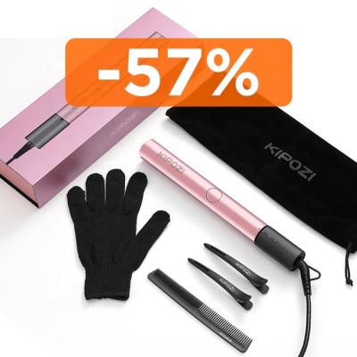 China KIPOZI KP V7 Rose Gold Pink UK Plug 2 in 1 Wholesale Vendor Nano Hair Straighter Straightener and Flat Curling iron for sale