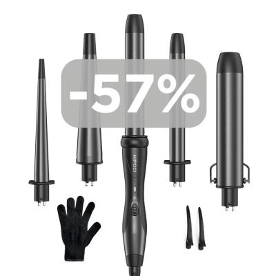 China KIPOZI KP 186C Black Gray UK Plug 5 in 1 5 Interchangeable Barrel and 1 Curling Iron Brush en venta