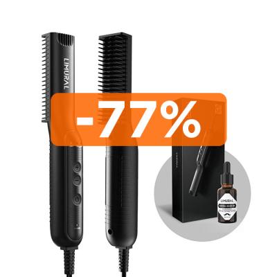 China Limural LM 1090 Electric 3 in 1 Hair Styling and Beard Straightener Straightening Brush Comb Grooming for Men Gift for sale