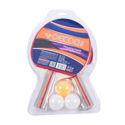 China Trianing DECOQ Nice New Design Awards Wooden Ping Pong Rackets With Balls for sale