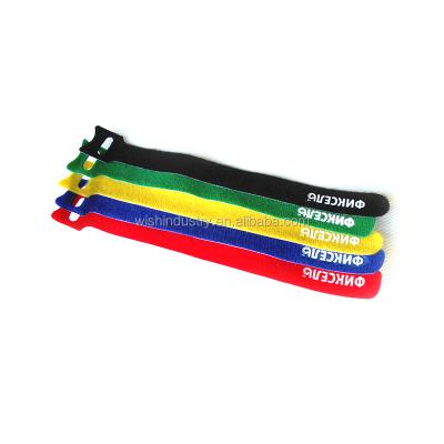 China OEM Logo Friendly Tape Hook And Back To Back Hook And Loop Fastener Custom Loop Cable Tie for sale