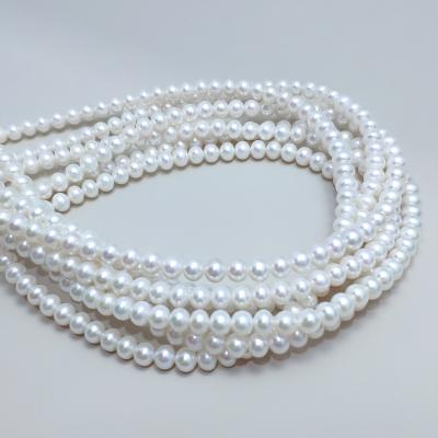 China Jewelry Making Wholesale Near Real Big Round Hole Natural Freshwater Cultured Loose Pearl String Strand Pearls for sale