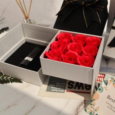 China Bow Rose Flower Box Jewelry red Romance d'Art Paper Gift Box Jewelry for sale