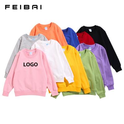 China FEIBAI Wholesale Custom Cotton Kids Crewneck Plain Sweatshirt Anti-pilling for sale