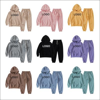 China 2021 New Wholesale Casual Solid Color Children Baby Kids Boys Hoodies Custom Clothing Sets Tracksuit Kids for sale