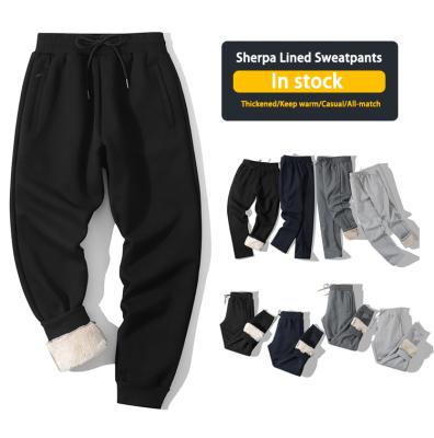 China Anti-pilling Winter Sherpa Lined Running Sweatpants Jogger Way Plus Size Wool Pants Mens Trousers For Men for sale