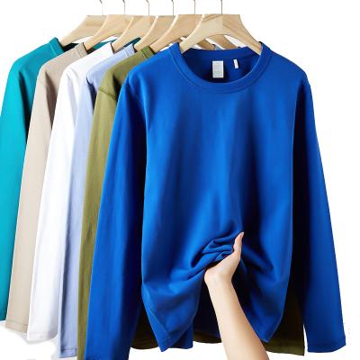 China Hot Sales 300g Spring&summer anti-pilling 100% cotton full long sleeve men's long sleeve t-shirt for sale