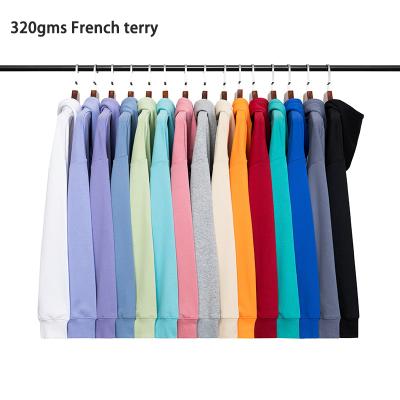 China Anti-pilling French Terry Blank Cotton Custom Women Hoodies 320gms Pullover High Quality Wholesale for sale