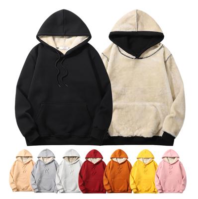 China Anti-Wrinkle Women's Cotton Plain Wool Striped Fleece Sweatshirt Pullover Sherpa Hoody Warm Heavy Hoodie for sale