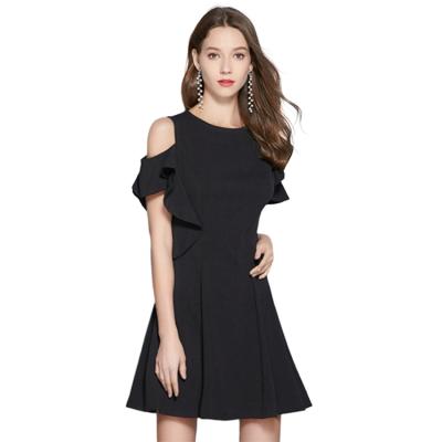 China Temperament Viable Stylish Mini Dress Over-shoulder Ruffled Dress for sale