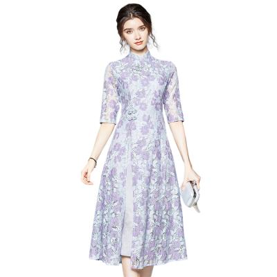 China Breathable Chinese style cheongsam lace dress elegant modified modern cheongsam dress for sale