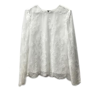 China Simple White Women's Lace Blouse Viable Fashion Retro Long Sleeve Blouse for sale