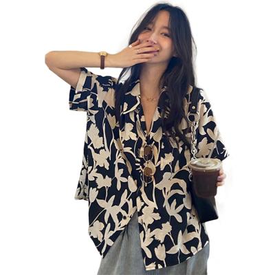 China Retro Personality Breathable Salt Based Soft Platycodon Hong Kong Style Printed Short Sleeve Shirt for sale