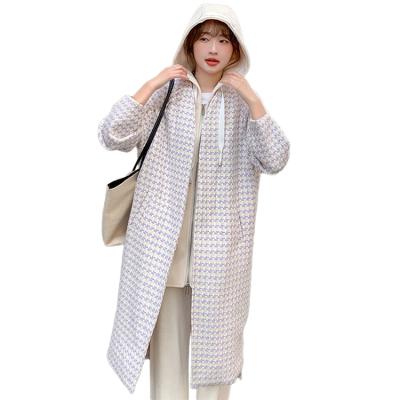 China Others Autumn and Winter Long Sleeve Hooded Two-piece Houndstooth Woolen Coat for sale